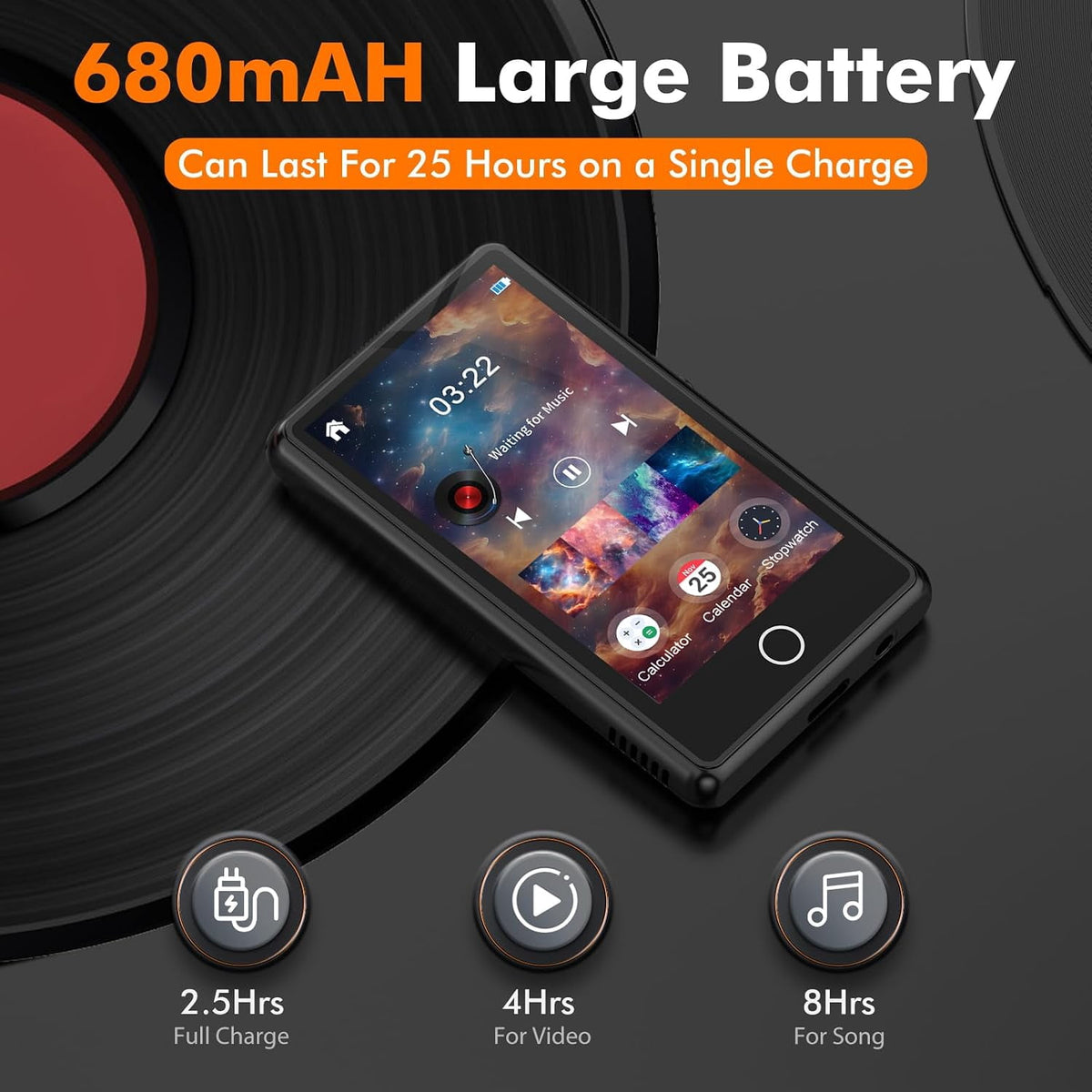 MUSICOZY 80GB MP3 Player with Bluetooth 3″Full Video Format Music Player Portable MP4 Media Player with Built-in Speaker FM Radio Video E-Book Recording for Students Sports. Expandable up to 512GB
