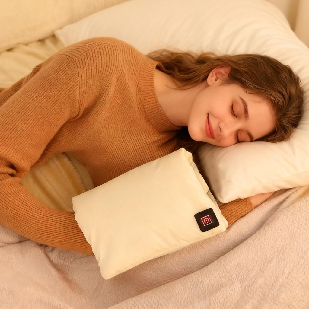 Electric Heated Hand Warmer Pouch Portable USB Rechargeable Heated Hand Warmer 3-Level Smart Temperature Control Dual-Sided Graphene Heating for Men Women Child Sleeping Resting Foot Home Outdoor